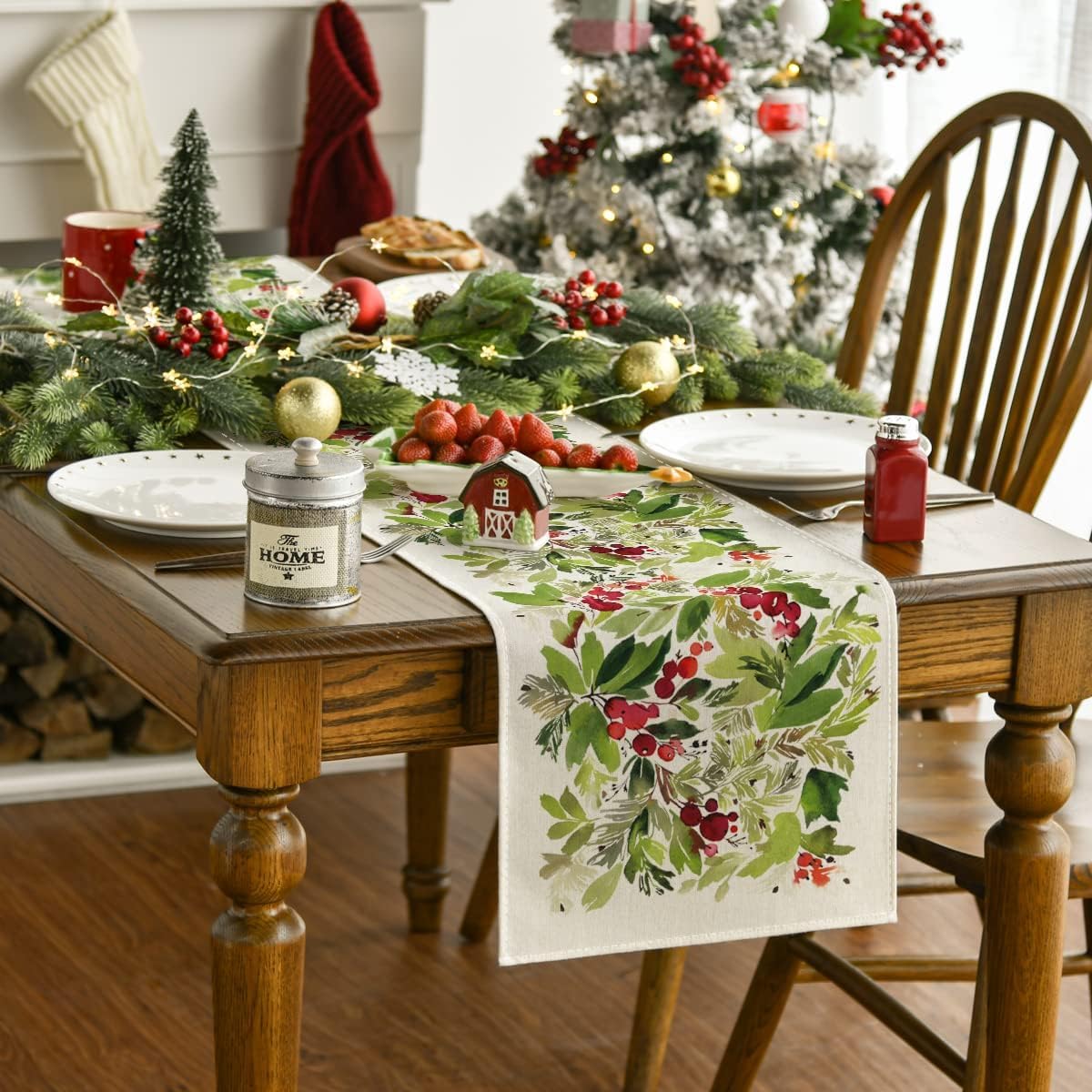 Artoid Mode Holly Christmas Table Runner Home Party Decor 13x120 Inch
