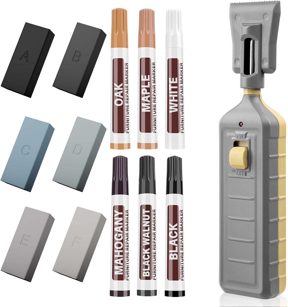 Laminate Floor Repair Kit, 6PCS Vinyl Floor Wax with 6PCS Wood Touch Up Markers, Fix Scratches, Stains, Cracks, Holes