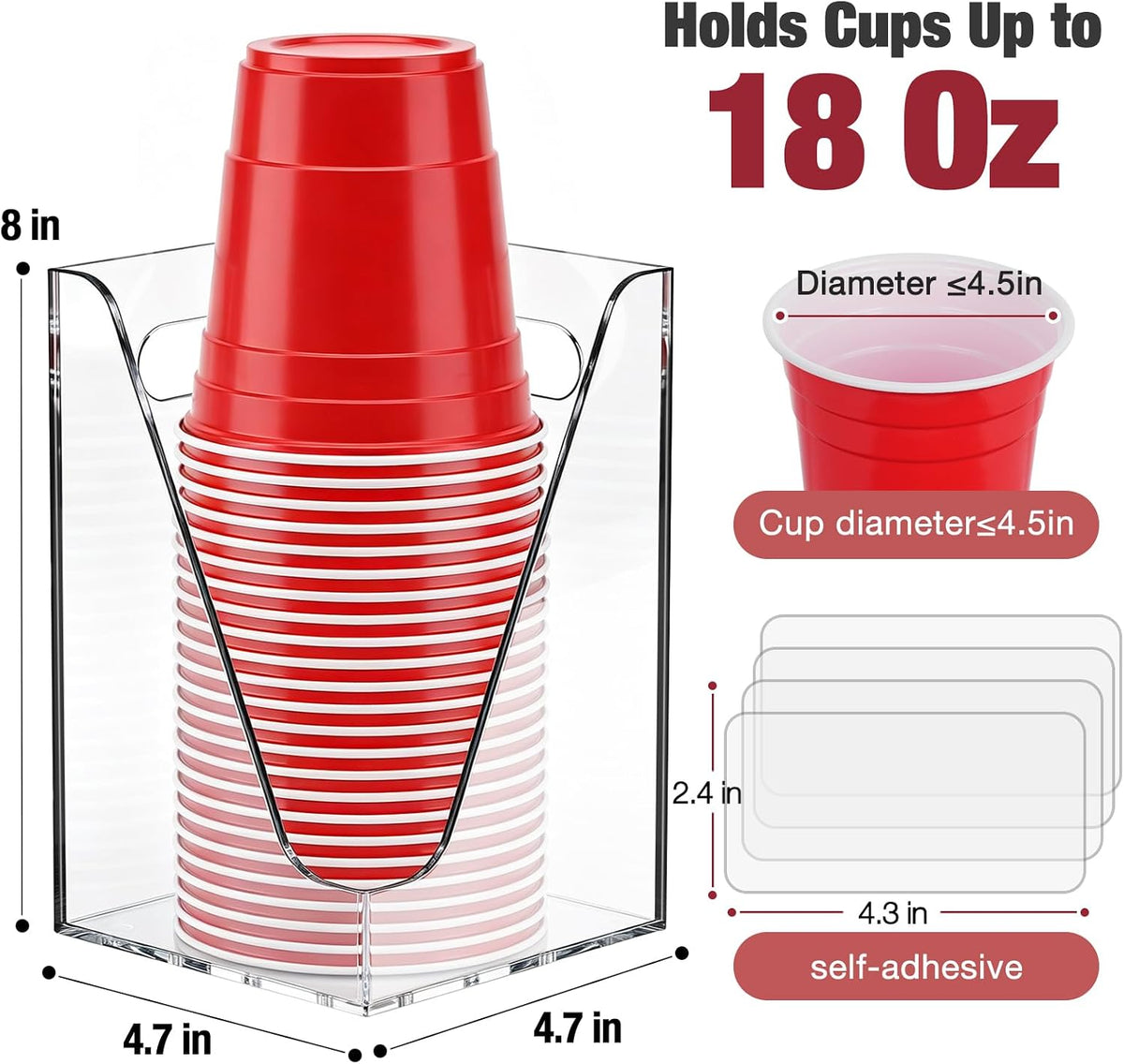 Cup Dispenser, Wall Mount Cup Holder for Water Cooler Fit Up to18oz Cups