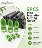 dophee 6pcs Pipe Insulation Cutting Guide Set, Green 15mm-53mm