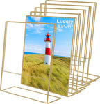8x10 Gold Picture Frames, Clear Frameless Picture Frames, 6 Pack Acrylic Self Standing Photo Frames for Wedding Table Numbers, Restaurant Signs, Photos and Art Display