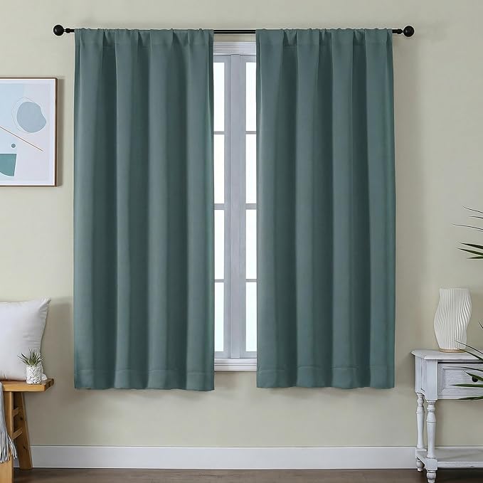 Simplebrand Ava Dark Green Blackout Curtains by Simplebrand