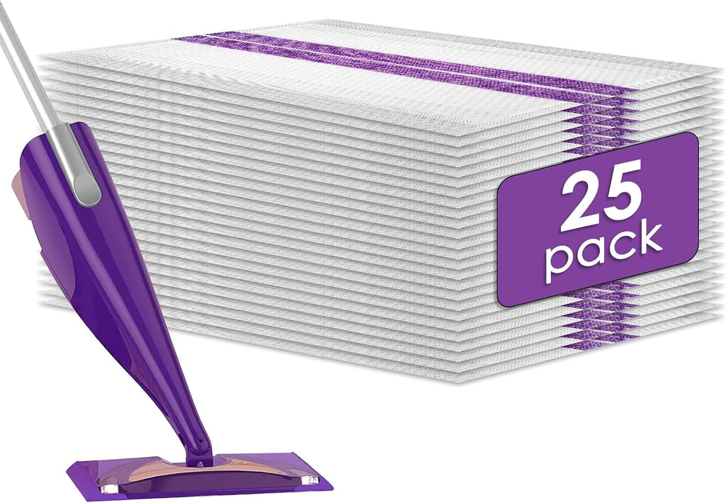 (25 Pack) Mop Pad Refill Compatible with Swiffer WetJet Mop, Disposable Multi Surface Wet Jet Hardwood Floor Cleaner Spray Mop Pads Refills, Mop Cloth