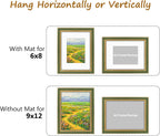 Golden State Art,9x12 Ornate Picture Frame Holds 6x8 Photo,Green Gold