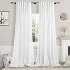 White Linen Sheer Curtains 102 Inches 2 Panels Set Back Tab Rod Pocket Extra by Nanspring