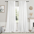 White Linen Curtains 96 Inches Long 2 Panels Set Back Tab Rod Pocket Semi Sheer by Nanspring