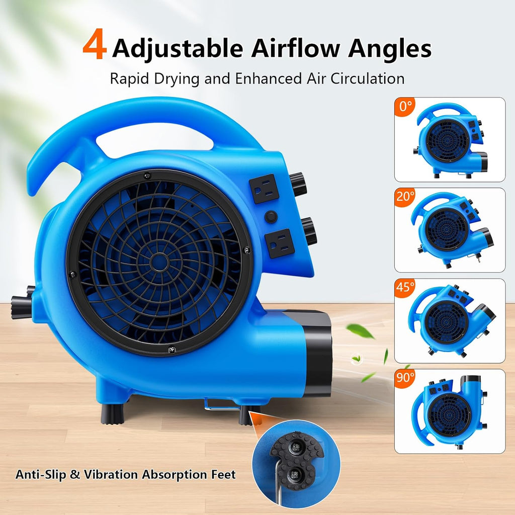 Air Mover 1/4 HP 1000 CFM Portable Blower Fan Carpet Dryer, Floor Dryer Fan