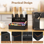 Lifewit 2-tier Coffee Station Organizer, 10 Compartments, Black, Plastic