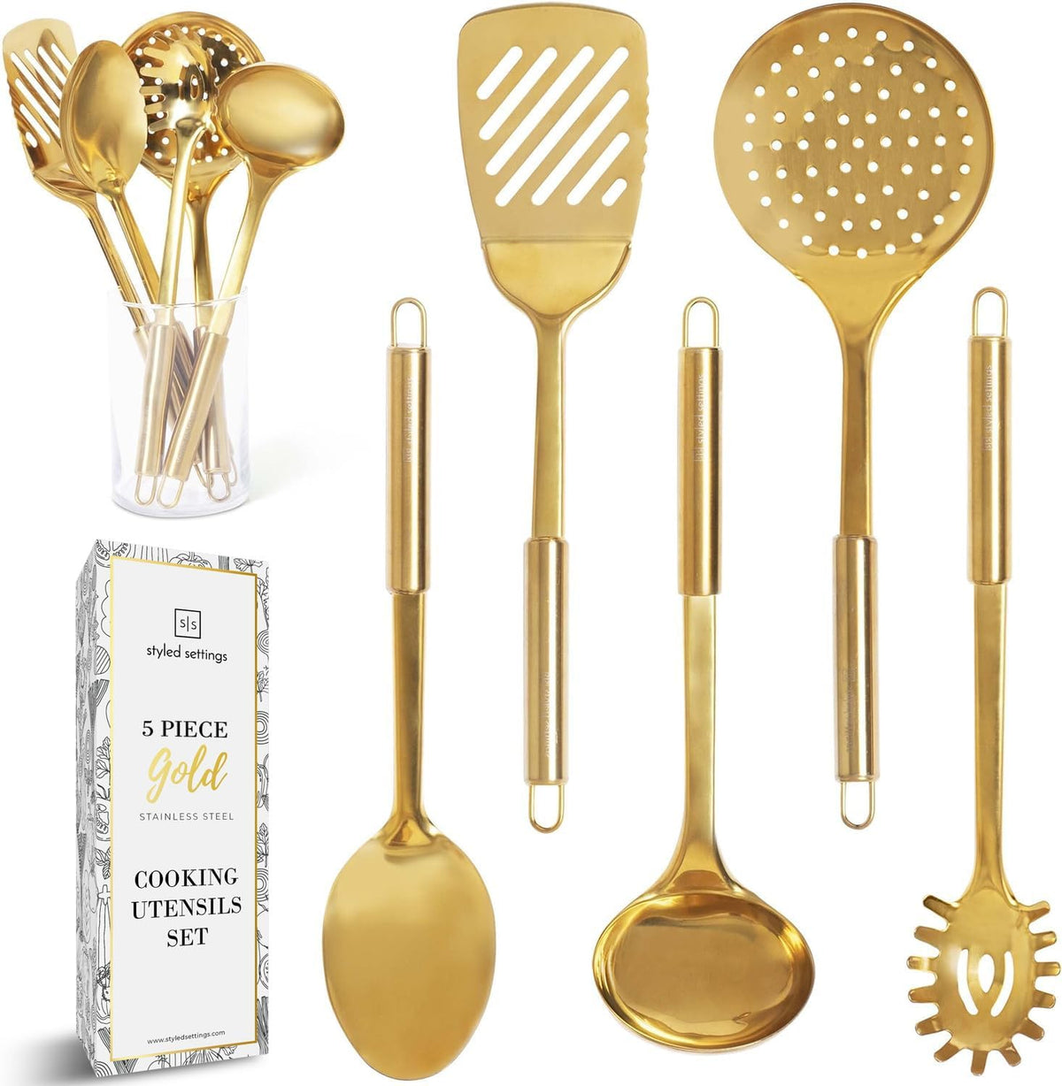Styled Settings Copper Kitchen Utensils Set, 5-Piece