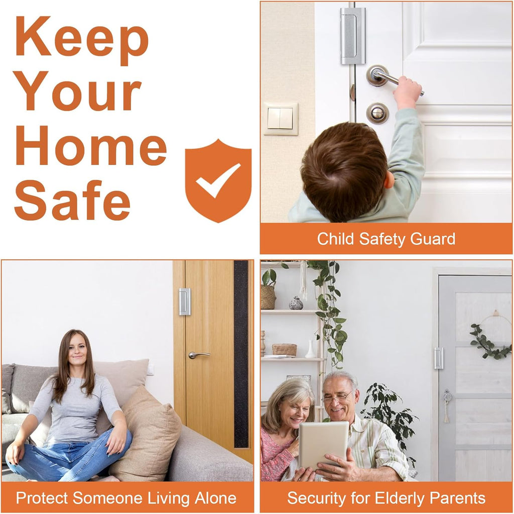 2 Pack Home Security Door Lock,with 3" Stop Withstand 800 lbs (White)