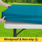 Smiry Picnic Table Cover with Bench Covers, Waterproof Elastic Fitted Polyester Tablecloths for 6 Ft Rectangle Tables, Washable Windproof Tablecloth for Camping, RV & Outdoor (Turquoise, 30x72 Inches)