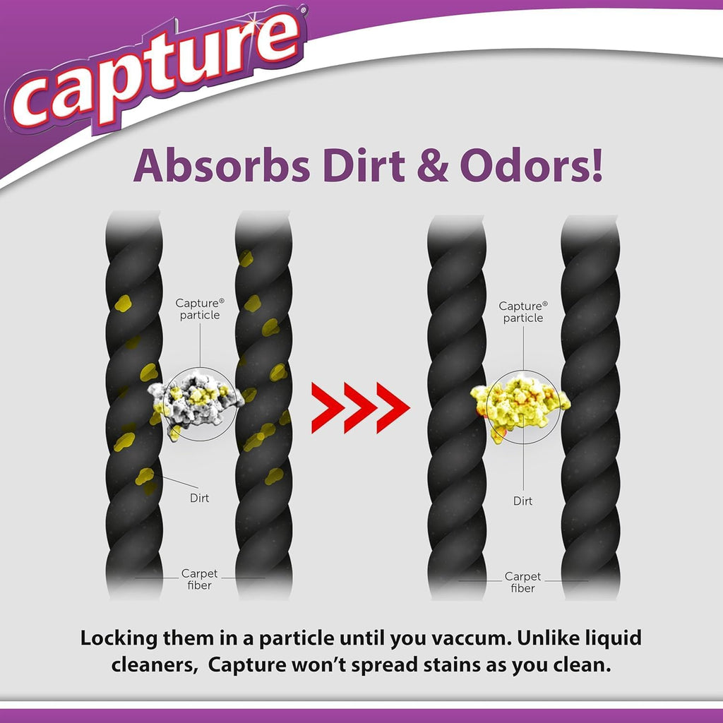 Capture Carpet & Rug Dry Cleaner w/Brush - Dry Rug Powder Cleaner (1 lb)