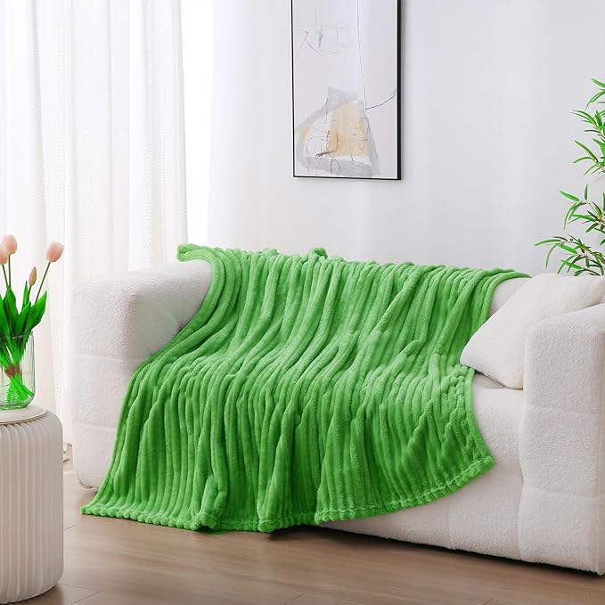 Bright Green Fleece Throw Blanket 50”×60” - Image 2
