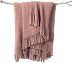 lifein Pink Throw Blanket for Couch, Soft Boho Decor Bed Throw, Cozy Chenille by lifein