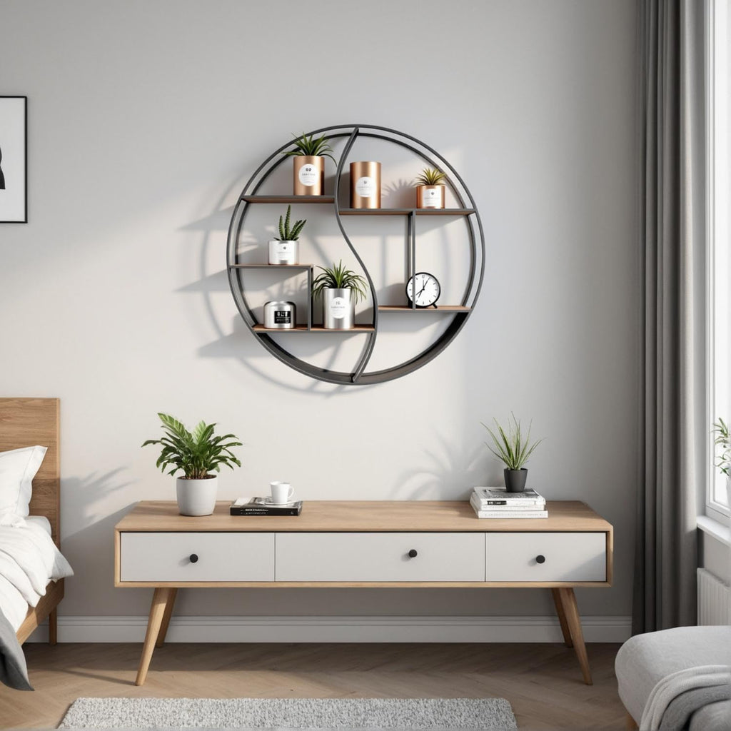 Round Wall Shelf,Decorative Circle Floating Shelves