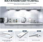6 Pack Under Cabinet Lighting Wireless, 68 LED Rechargeable Battery Motion Sensor Light Indoor, Stick On Magnetic Closet Lights, Under Counter Lights for Kitchen, Stairs, White 16 in