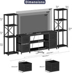 LED TV Stand Entertainment Center Bookshelf Combo with Charging Station
