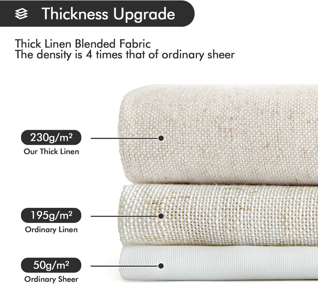 MIULEE Non-See-Through Privacy Linen Curtains 52W x 84L Inch Natural White