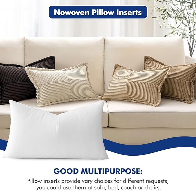 MIULEE Pillow Insert 14x22 Inch, Decorative Rectangle Throw Pillow Inserts - Image 2