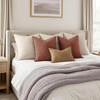 MIULEE Decorative Linen Euro Sham Pillow Covers 24x24 Rust Red Boho Farmhouse - Image 4