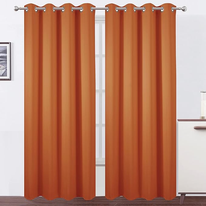 LEMOMO Blackout Curtains 52 x 95 inch/Orange Curtains Set of 2 Panels/Thermal by Lemomo