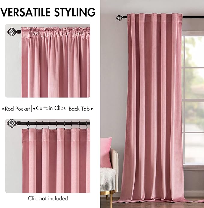 MIULEE Velvet Curtains 108 inches Long 2 Panels - Image 2