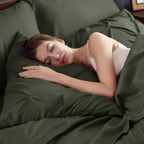 Bedsure 7-Piece Olive Green Comforter & Sheet Set, Queen Bed in a Bag