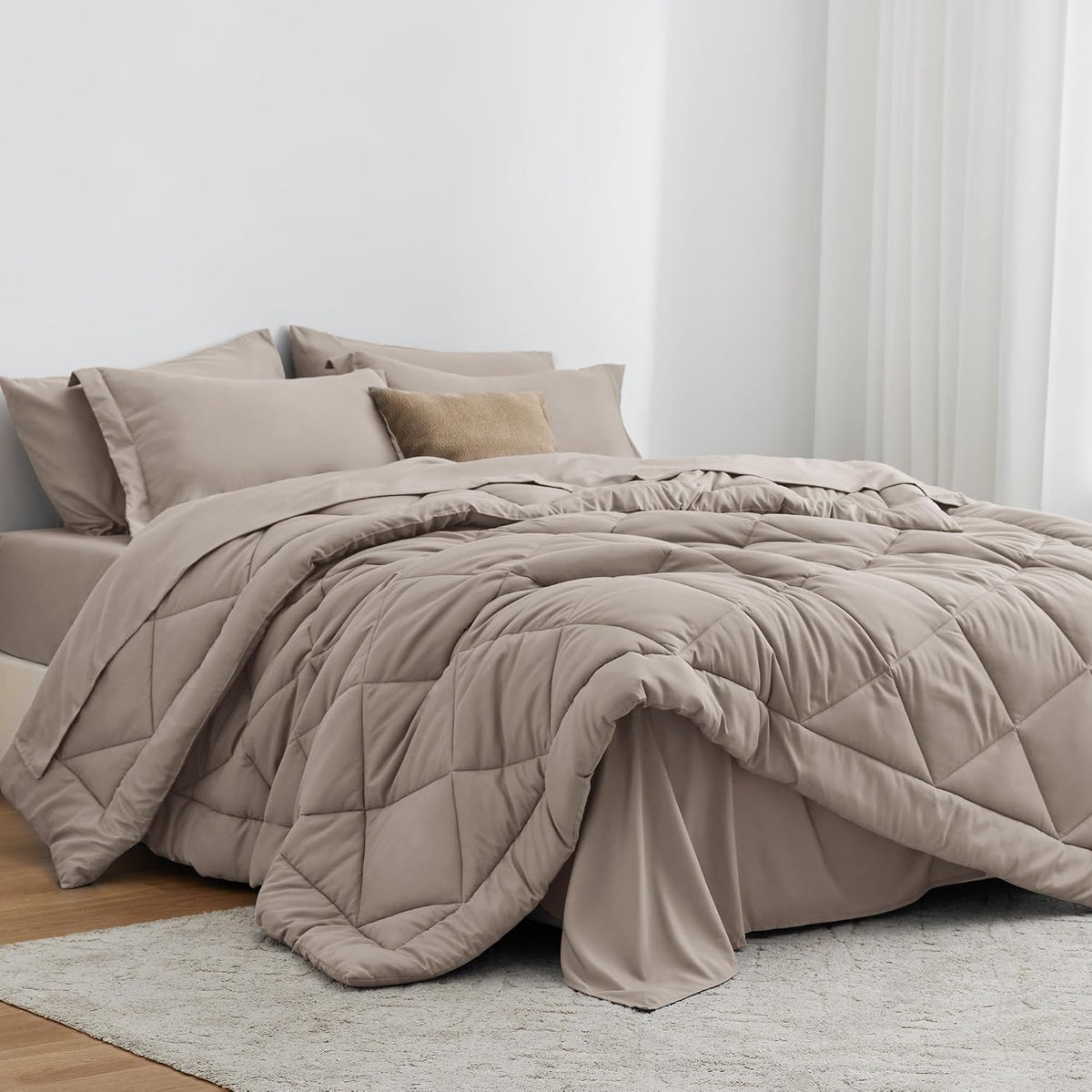 Love's cabin Full Comforter Set, 7 Pieces Bed in a Bag, Burlwood