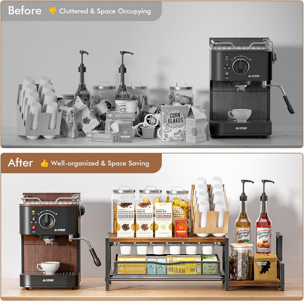 Coffee Bar Organizer for Countertop, Hold up 48 Pods, Black