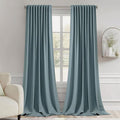 MIULEE Greyish Blue Back Tab Blackout Curtains 120 Inch Long 2 Panels Set by MIULEE