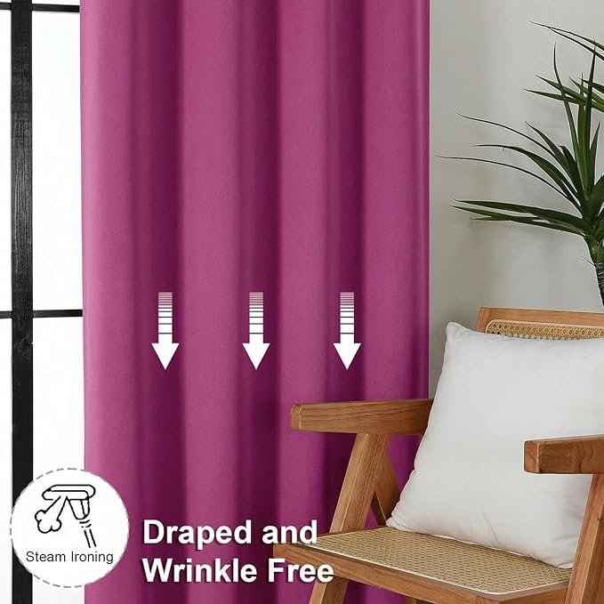 Simplebrand Ava Hot Pink Short Blackout Curtains - Image 8