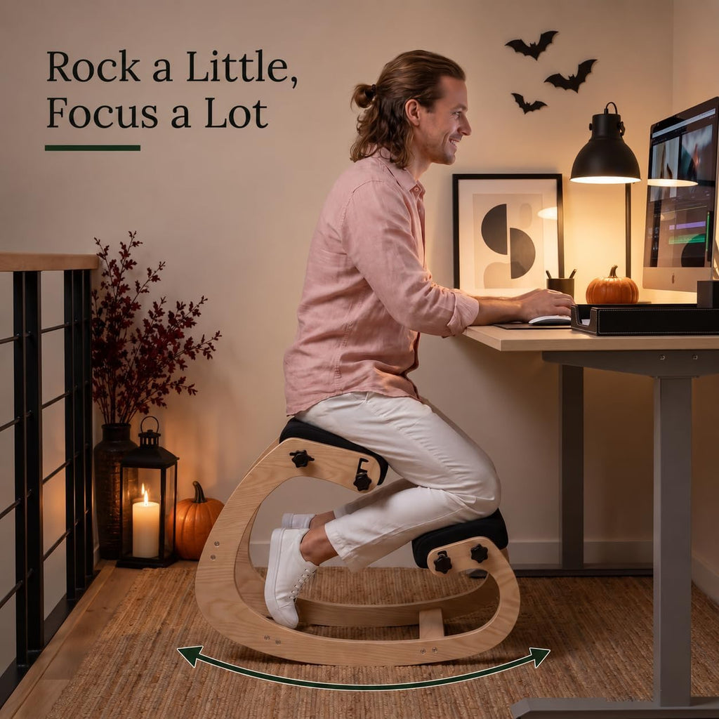 NYPOT Ergonomic Kneeling Chair with Adjustable Seats - Knee Chair for Posture Correction & Kneel Rocking Stool for Desk - Back Pain Relief for Home and Office, Supports 250 pounds - 5 Years Warranty