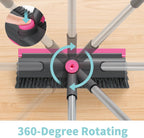 AIR U+ Floor Scrub Brush with Long Handle, 3-in-1 Rotating Head & Squeegee