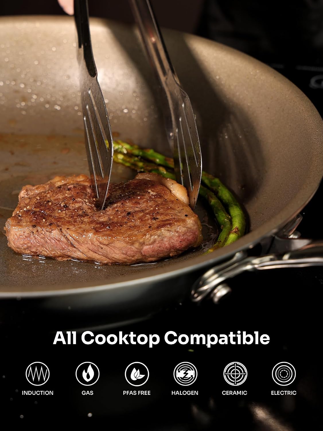 Redchef Titanium Ceramic Nonstick Frying Pan 9.5" & Lid, Oven Safe to 600F