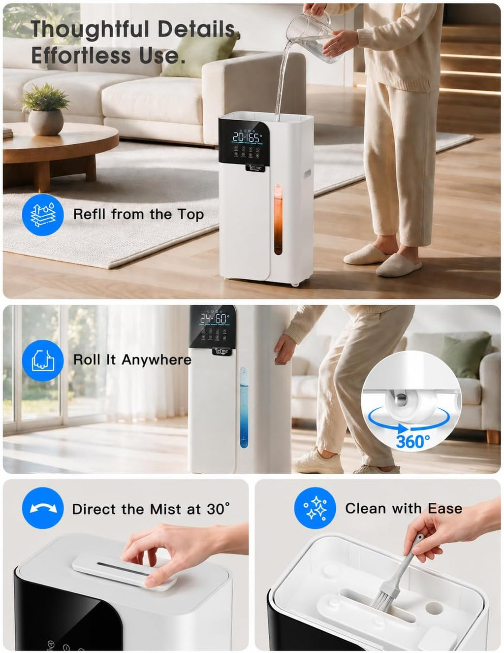 18L/4.75Gal Smart Humidifier Large Room 2000 ft² Humidifier for Bedroom