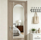 14" x 48" Arched Full Length Mirror White Frame Over Door & Wall Mounted