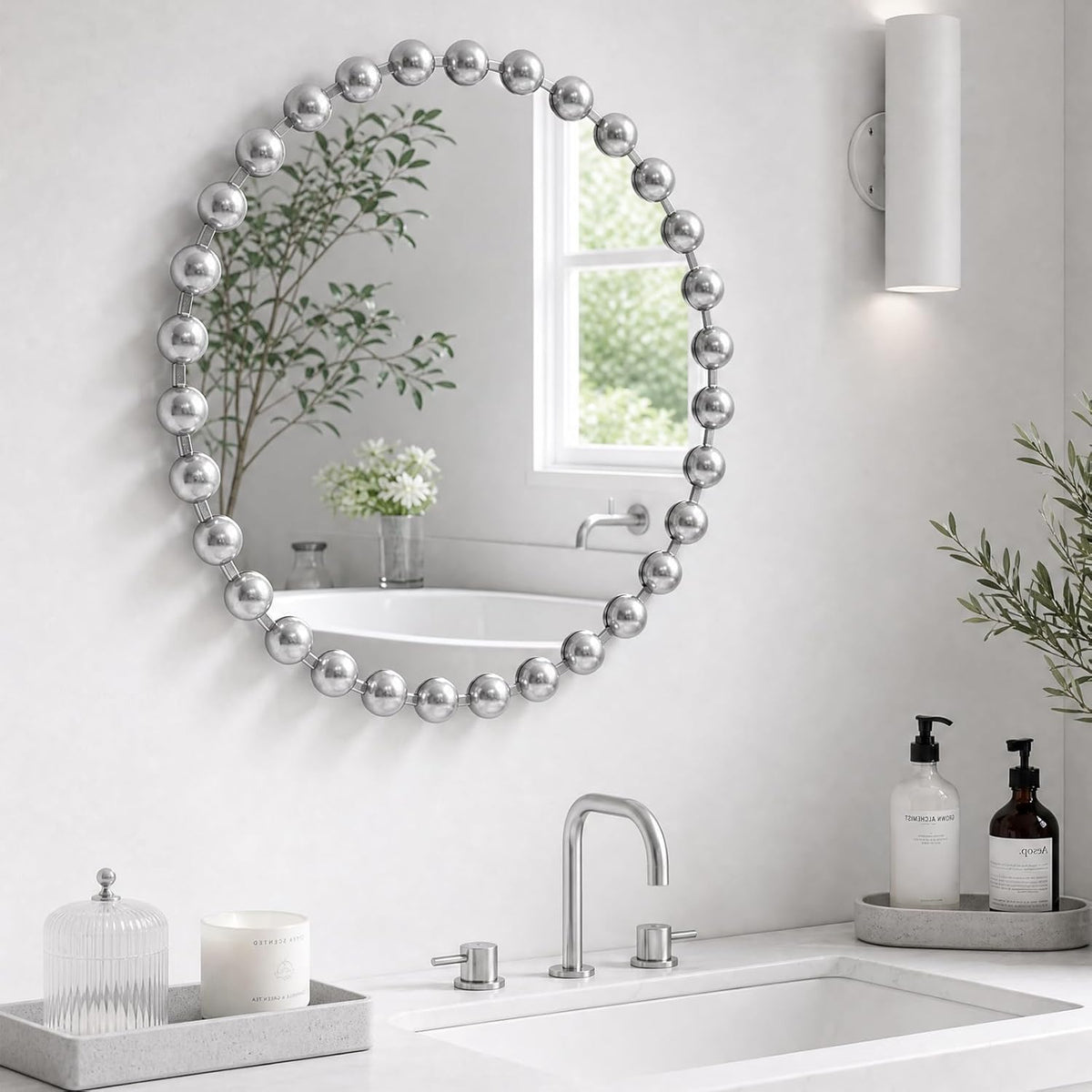 Madison Park 27 inch Black Round Mirror, Round Mirrors for Wall Decor, Metal Frame Circle Mirror for Bathroom, Living Room, Round Wall Metal Art Mirror