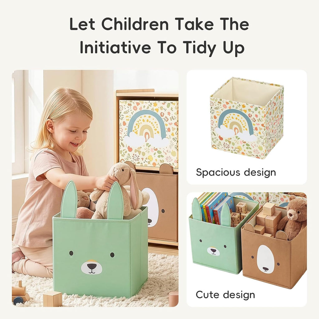 OOOK 4 Pack Foldable Fabric Storage Bins, 11.4" x 10.6" x 11.8"