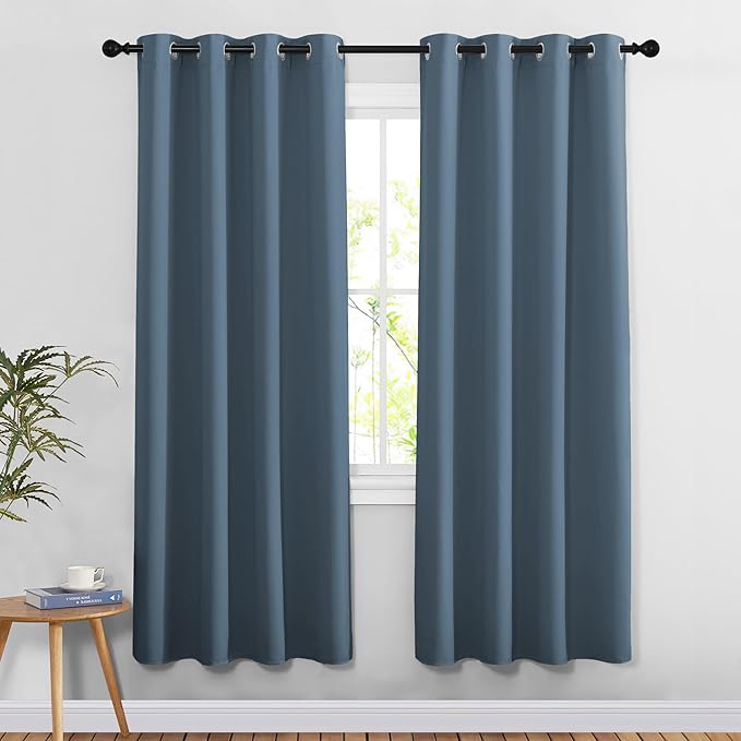 NICETOWN Smoky Blue Doorway Curtains 78 inches Long, Grommet Privacy Door by NICETOWN