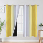 Estelar Textiler Yellow and Greyish White Blackout Curtains by ESTELARTEXTILER