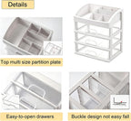 Makeup Organizer with 3 Drawers Plastic Storage for Vanity Cosmetic Display Cases Large Capacity Bathroom Countertop Plastic Storage for Skin Care Products(Arc Type)