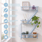 Fire Escape Wall Shelf, NYC Wall Decorative Floating Shelves, Sky Blue