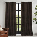RYB HOME Brown Blackout Curtains 84 inches Long Velvet, Room Darkening Thermal - Image 2