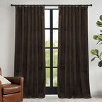 RYB HOME Brown Blackout Curtains 96 inches Long Velvet, Room Darkening Thermal - Image 2