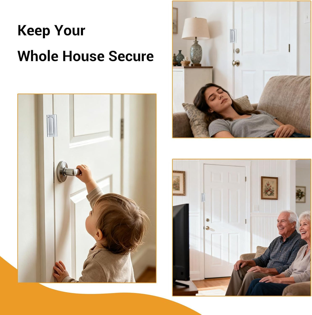 Home Security Door Reinforcement Lock, 800 Lb, Inward Swing Doors, 2 Pack