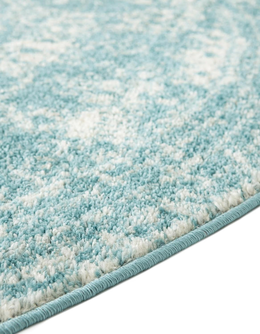 Unique Loom Bromley Collection Area Rug - Wells (3' 1" Round Aqua/Ivory)