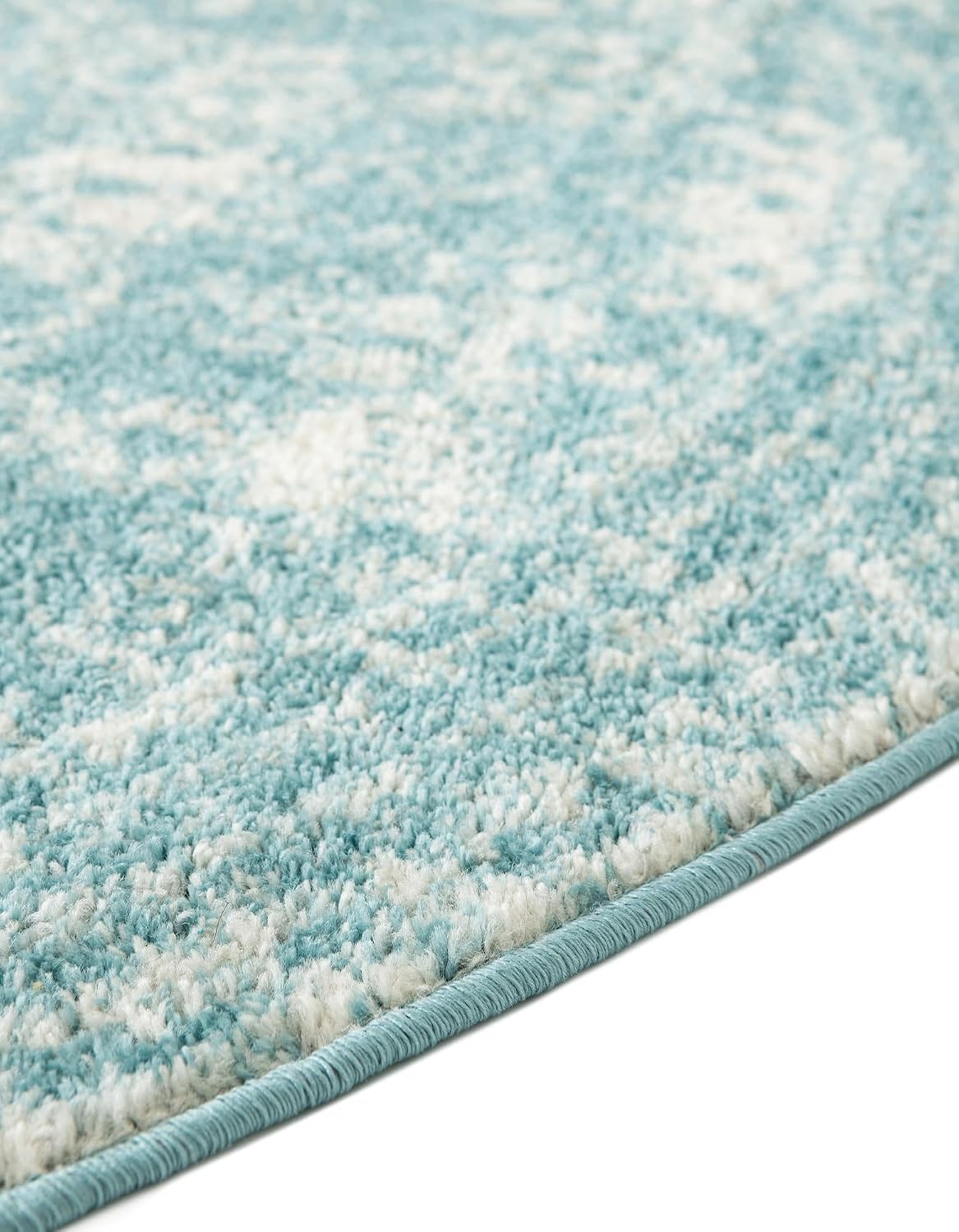 Unique Loom Bromley Collection Area Rug - Wells (3' 1" Round Aqua/Ivory)