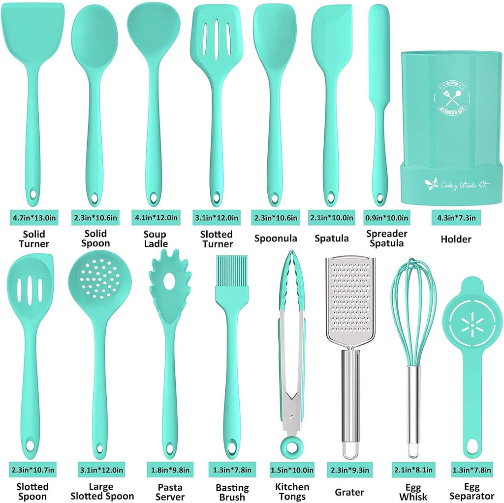 Silicone Kitchen Utensils Set, 16-Piece Silicone Cooking Utensils by Deedro
