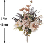 16-inch Artificial Fake Flowers Silk Table Arrangements Faux Plastic Floral Centerpieces for Home with Roses, Dandelions, Daisies, Hydrangea, Eucalyptus, Chrysanthemums and Hollyberries