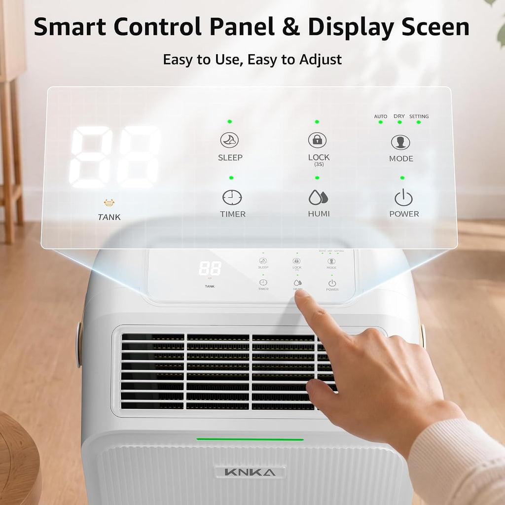 KNKA 2500 Ft² Max 34 Pints Dehumidifier for Basement with Drain Hose, White